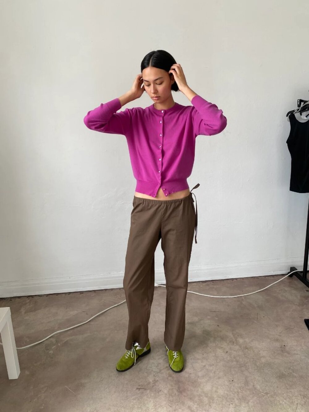 BROOKE CALLAHAN TIE PANTS — CHOCOLATE Size S